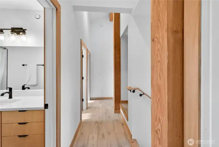 Upstairs hallway looking West.