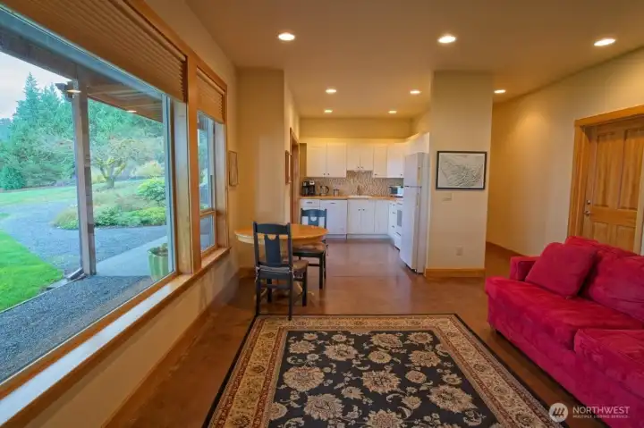 Lower Level Kitchen with access to outside and views
