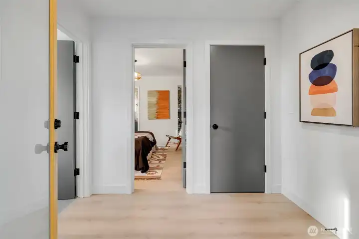 Entry-level foyer with spacious coat closet.