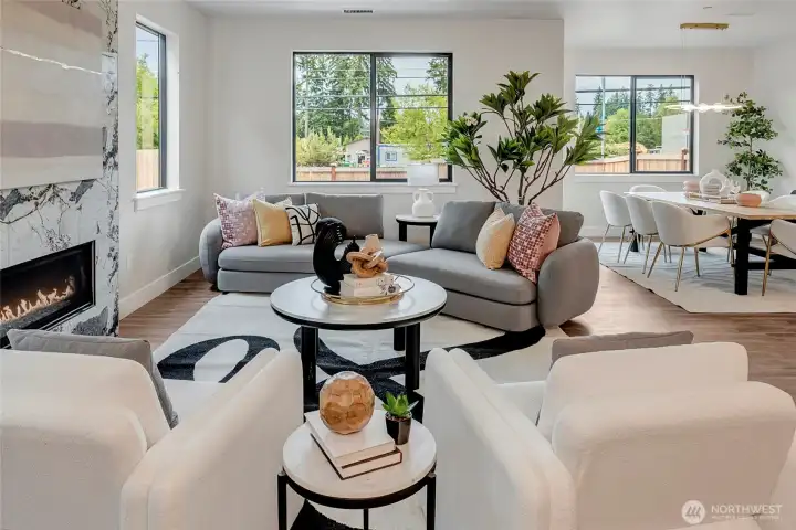 Bright and open living space (model home lot 1A, colors may vary)