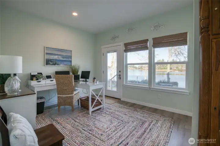 2nd bedroom/office on the main overlooking the lake. The perfect place to work or relax.