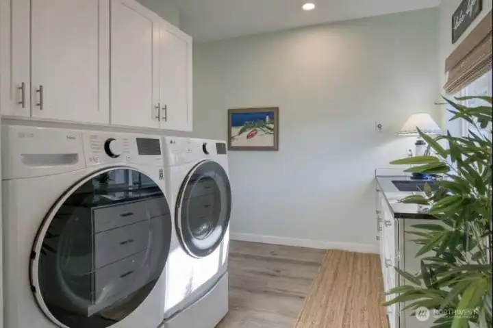 Front loading washer and dryer with pedestal storage included