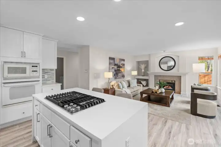 Another view into family room and just down the hall is the main floor bedroom/office and half bathroom