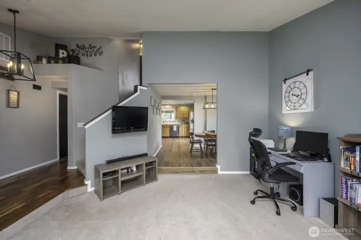 Vaulted ceilings add to spacious feel in this area