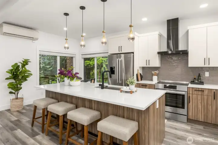 The lights throughout the house is Lutron.. control from your phone!