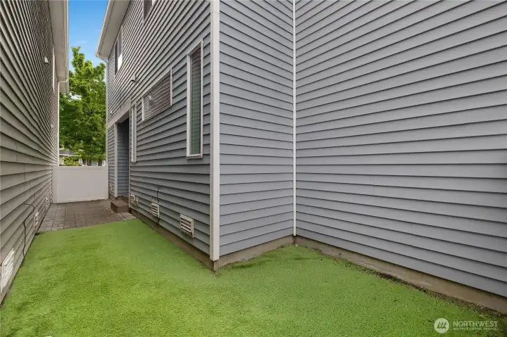 Side yard with turf
