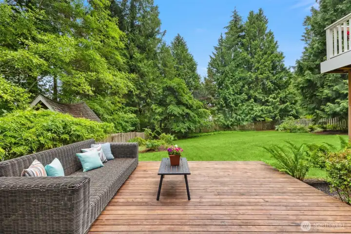 Deck off the lower level family/rec room.