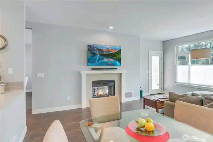 Second living room with other side of the see through dual sided fireplace