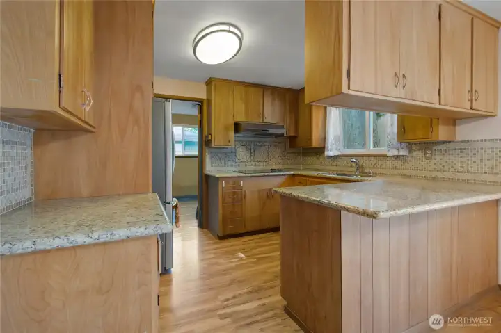 Lots of cabinets and counterspace