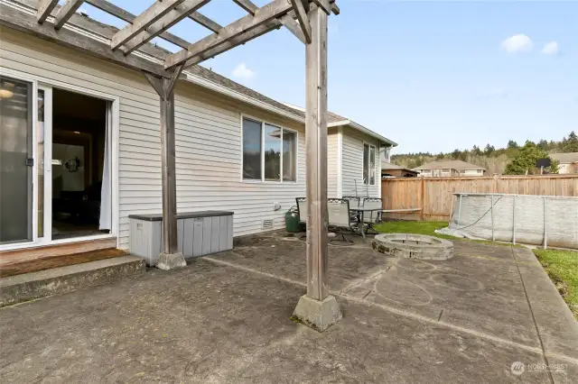 Large patio with pergola