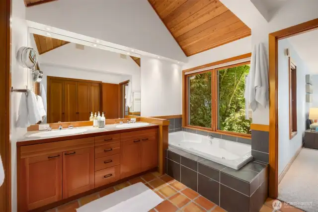5 piece bath includes a jetted/soaking tub.