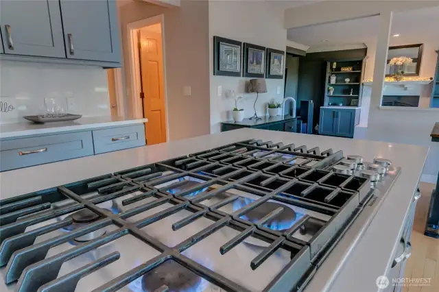 Cook/Serve Island with gas cooking and downdraft