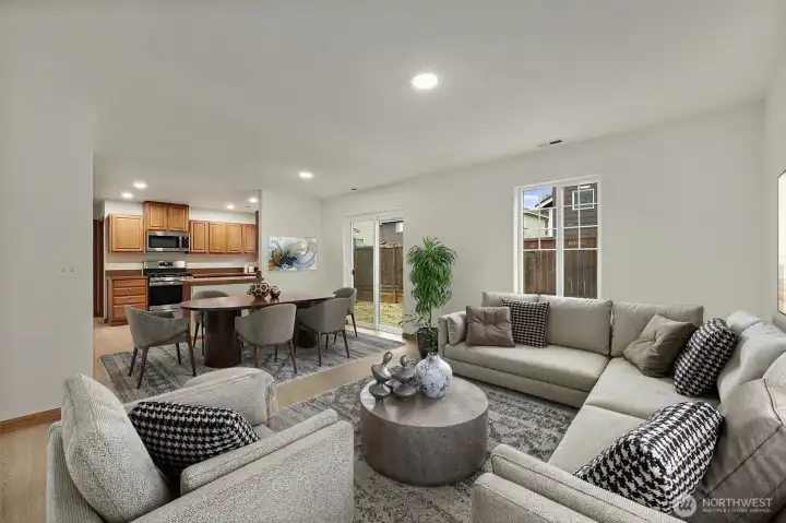 Family room & dining room (Virtually staged)