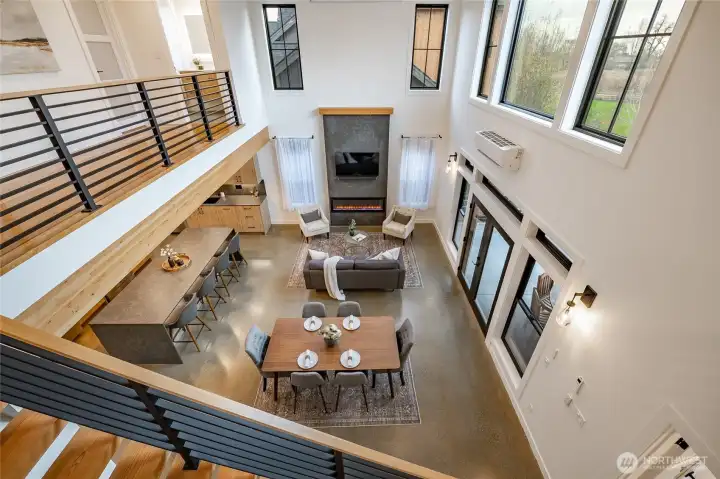 Beautiful polished concrete floors throughout main level.