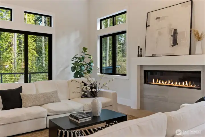 wooded views from the grand room windows