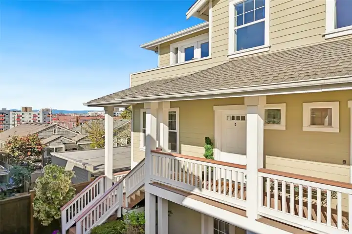 Aerial view of the front porch