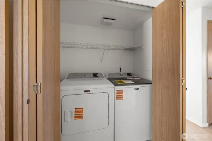 Utility Area with new Washer & Dryer in the Hallway, between the two bedrooms and across from the Main Full Bathroom