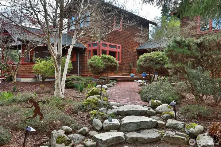 Walking up to the main house entry
