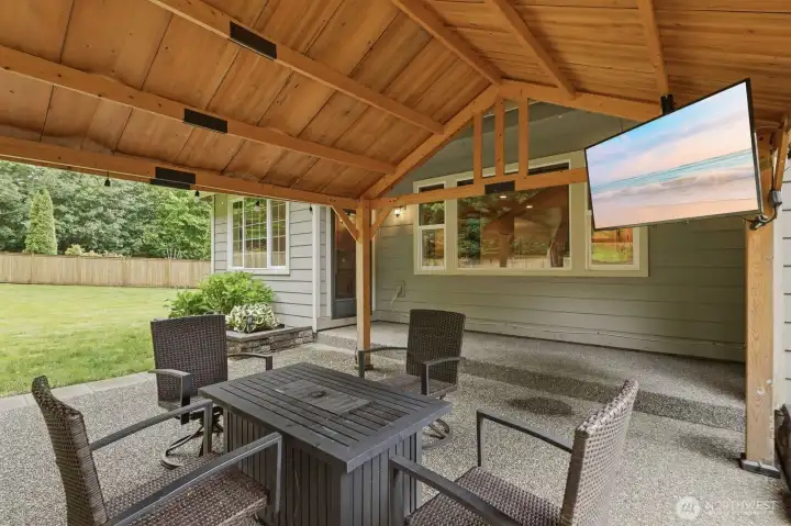 Extended covered patio space, perfect for year-round enjoyment and outdoor entertaining