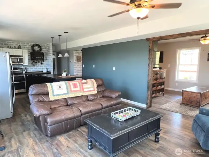 Living Room and kitchen areas. Large open space. Living Room and kitchen areas. Large open space.