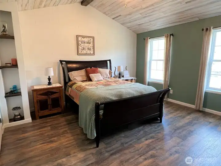 Large primary bedroom with large closet. Large primary bedroom with large closet.