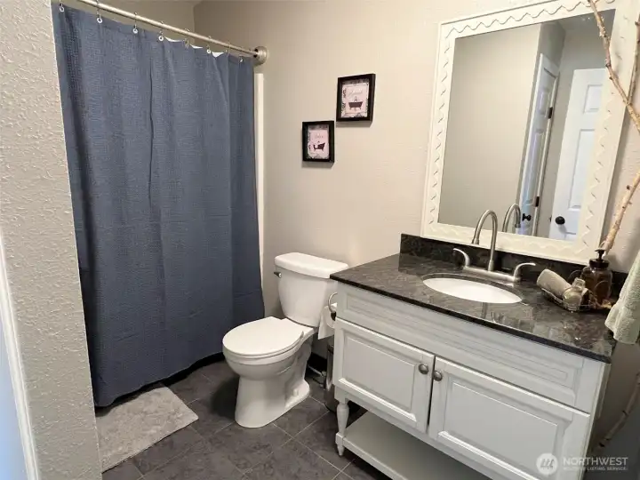 Upstairs bathroom. Upstairs bathroom.