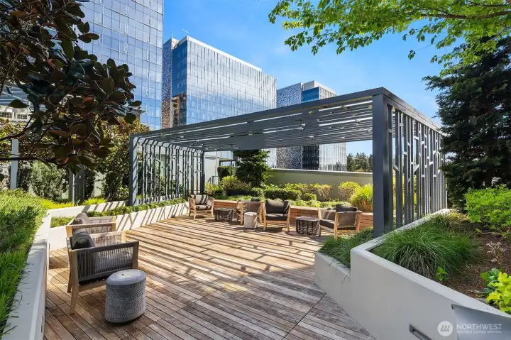 Outdoor terraces with fireplace, grilling and dining areas Outdoor terraces with fireplace, grilling and dining areas