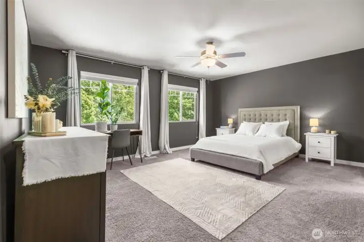 The Large Primary Suite faces the Green Space across the street, creating a private and relaxing space.