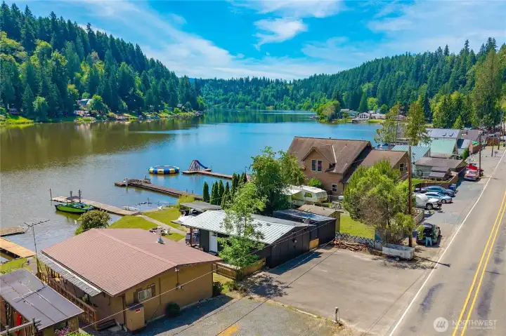 Ample level parking which is rare at Ohop Lake.