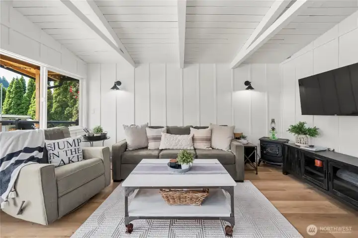 Whether the sun is out or its a rainy day this living room is cozy and a great space to just hang out or cozy up and watch your favorite movie.