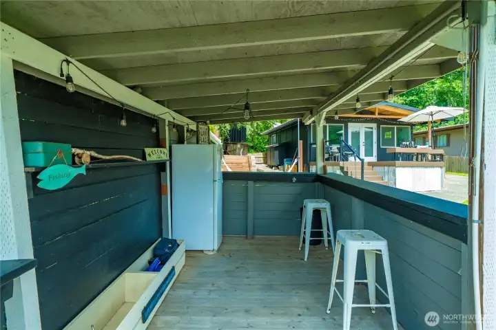 Inside the covered cabana.  Adds great space for outdoor entertaining.