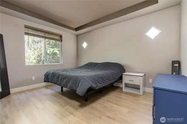 Primary suite has an elegant tray ceiling