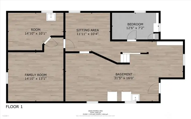 Lower level floor plan. Future expansion potential! Large footprint!