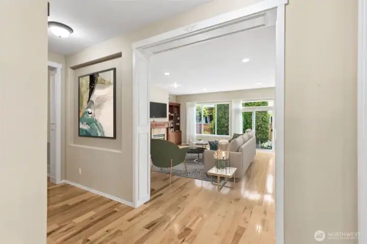 Entry hall and sweeping hardwood floors