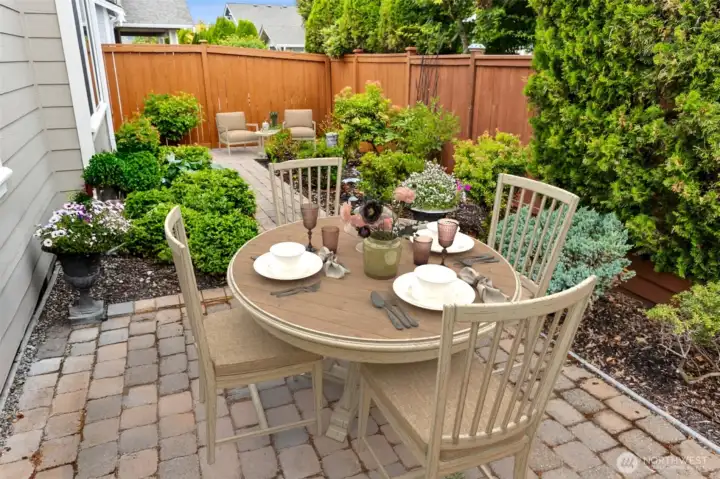 Stone patio and garden space