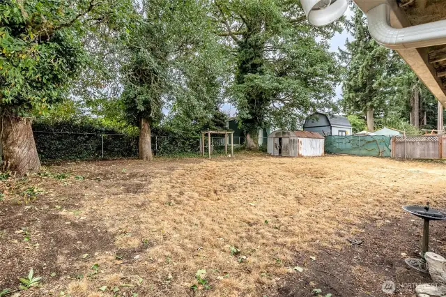 Large backyard is also fully fenced.