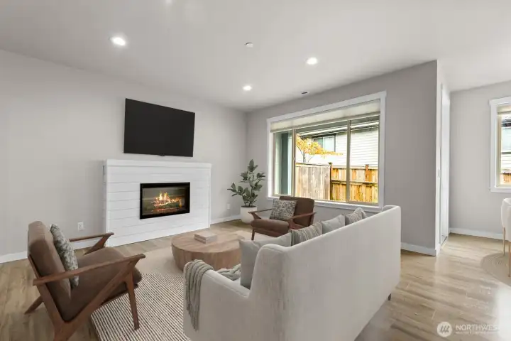 Virtually staged living room.