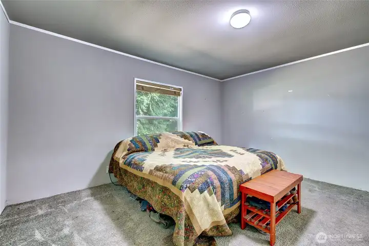 Main home primary bedroom with new carpet installed