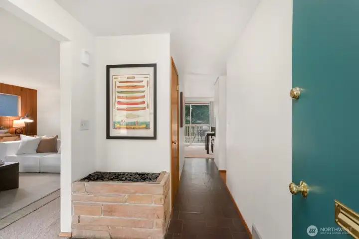 Traditional Midcentury slate floor entry.