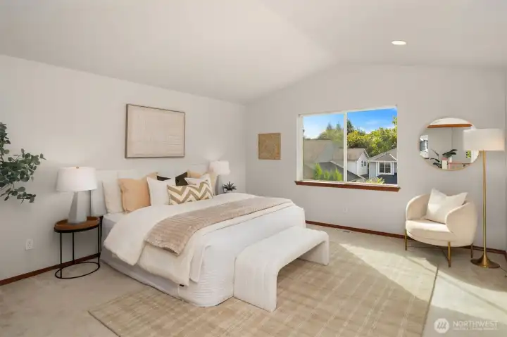 Amazing south facing primary bedroom.