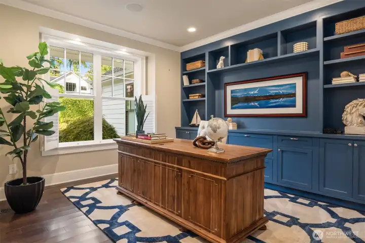 An oversized office is perfect for those working from home.