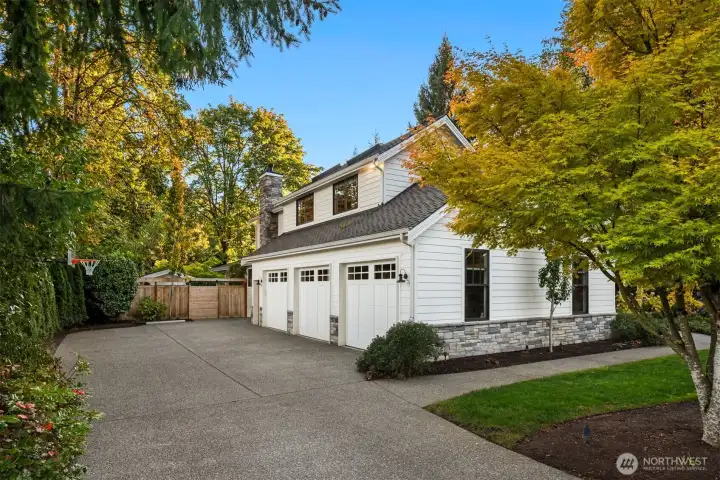 Oversized 3-car garage with private drive.