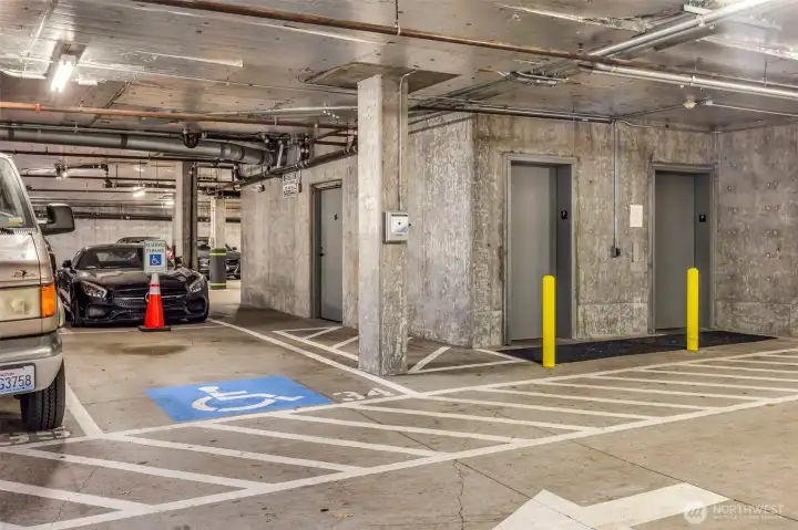 Incredibly Large Deeded Parking Space #34 (right by elevator) in securely monitored garage!