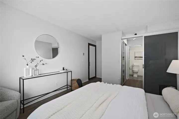 Primary bedroom with walk through closet and en suite bath