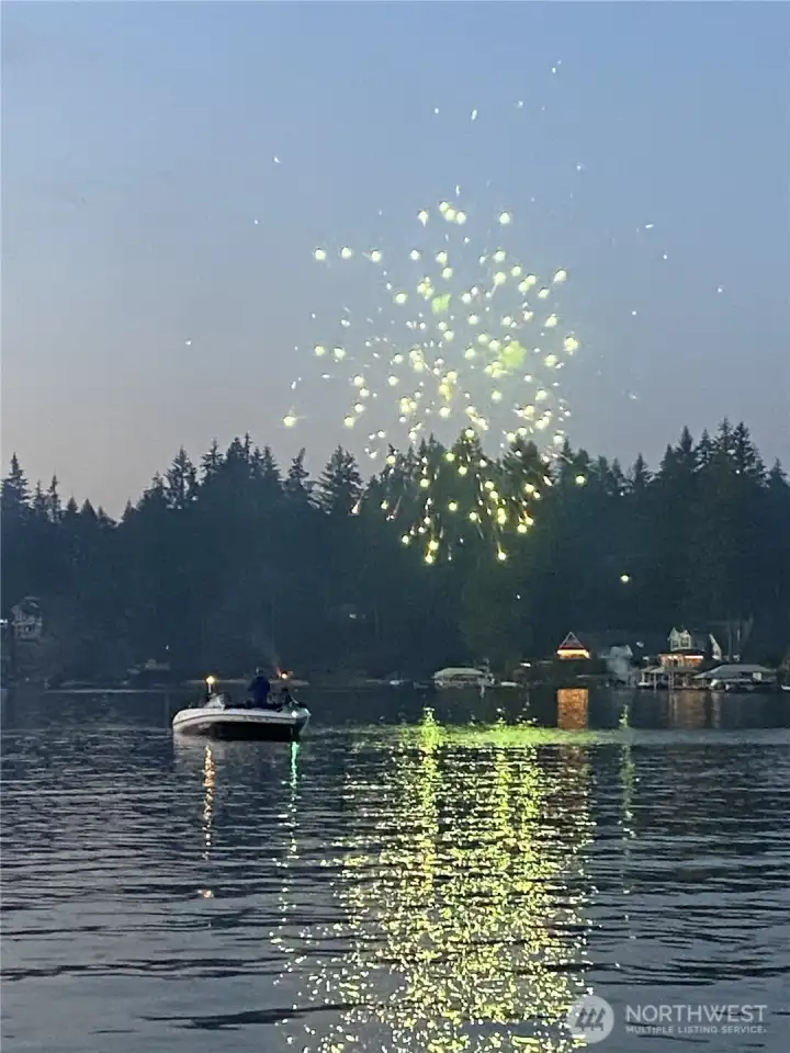 Lake Sawyer is known for the great fourth of July display open to all on the water.