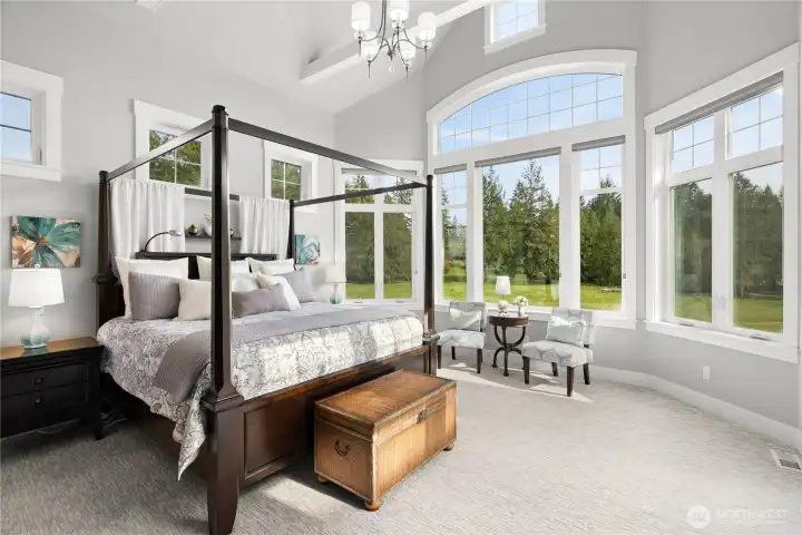 Primary Room with slider to patio. The windows are so beautiful.