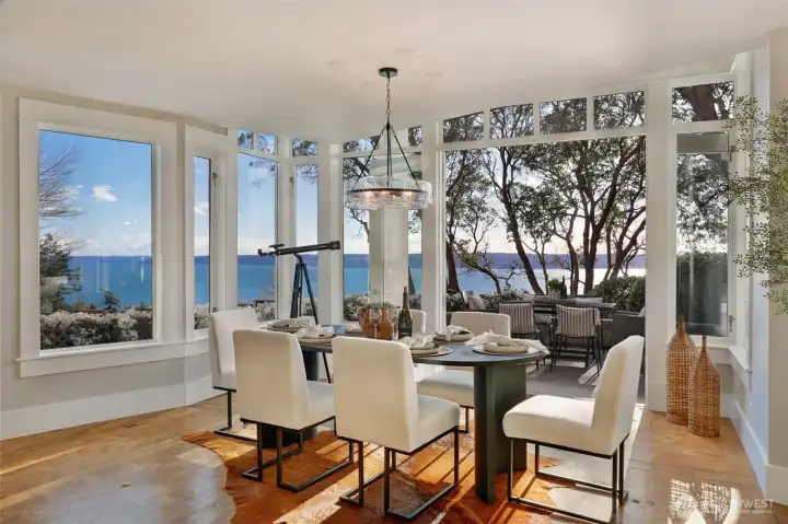 Dining room with French doors to the back deck