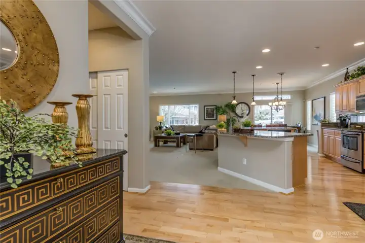 Modern elegance defined. This stunning open-concept floor plan offers a perfect sightline from the entry to the living and dining spaces.