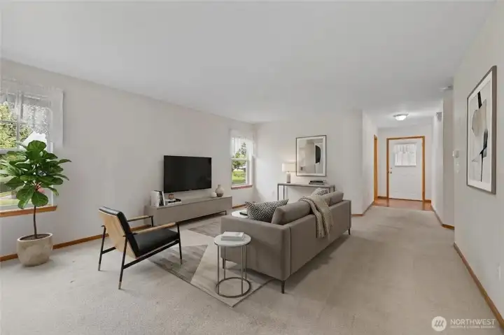 Bright open living area - Virtually staged