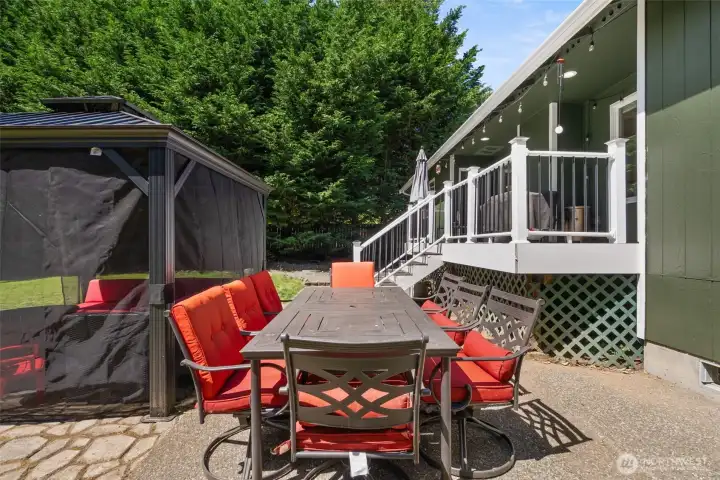 Patio offers plenty of room for outdoor meals.